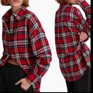 Favorite Daughter Red Plaid Button Down Shirt size M